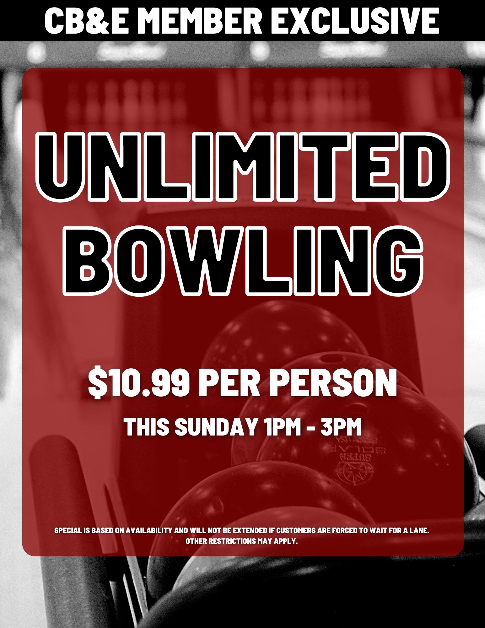 SUNDAY UNLIMITED BOWLING (portrait) Colonial Bowling & Entertainment